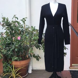 90s 2000s long midi button up black cardigan dress